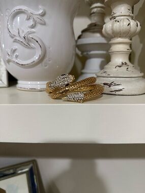 Gold Tone Snake Wrap Bracelet - Costume Jewelry